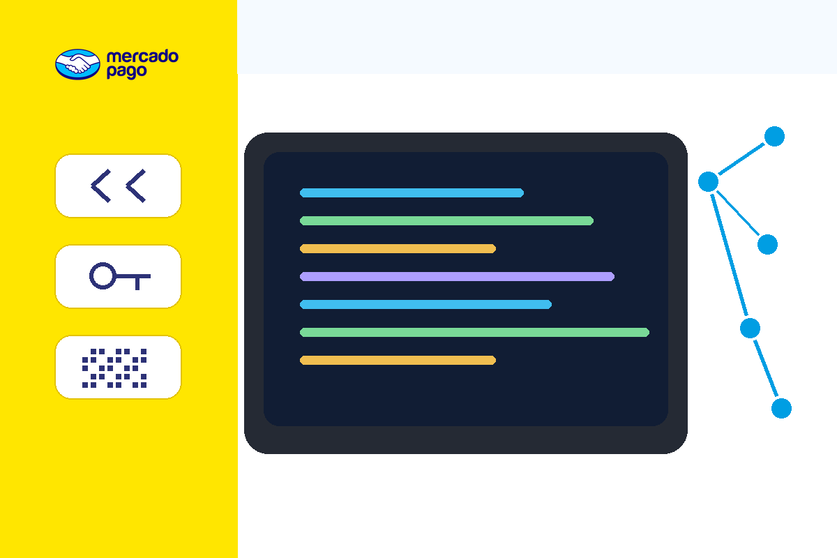 Ilustração de APIs, credenciais e integrações Mercado Pago Developers